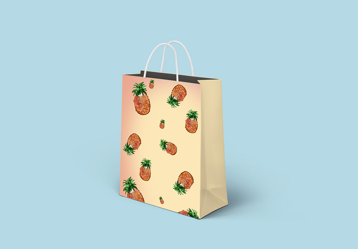 Pineapple Pattern applied to a paper shopping bag.