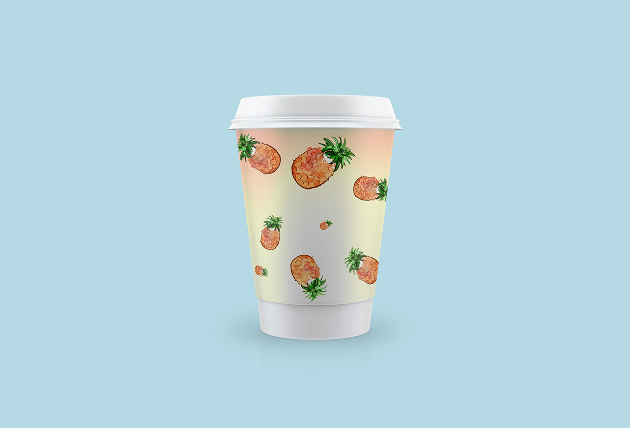 Pineapple Pattern applied to a coffee cup.