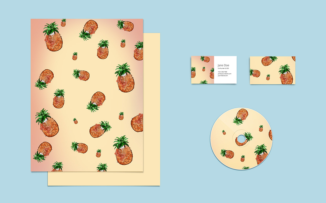 Visual print identity ussing the Pineapple Pattern.