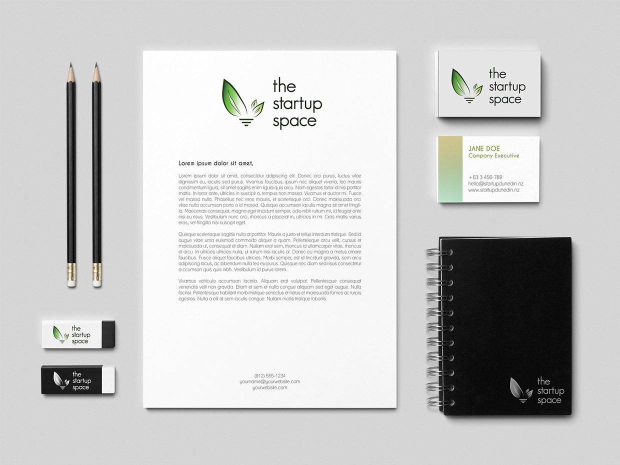 Visual print identity for The Startup Space.